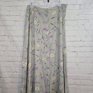 90s Vintage Sag Harbor Button Front Spring foral skirt cottagecore 1x